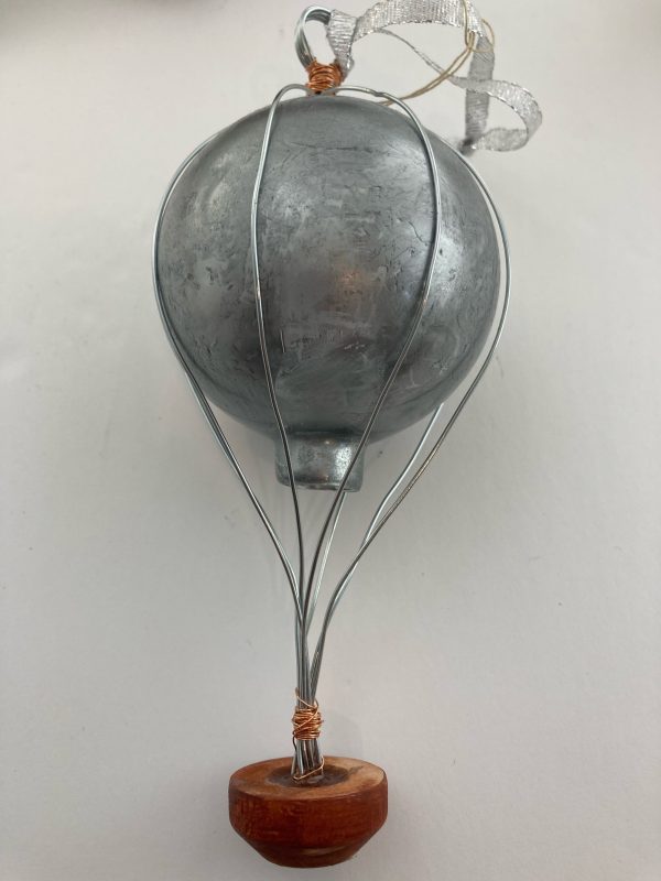 Silver Hot Air Balloon Christmas Ornament - Image 2