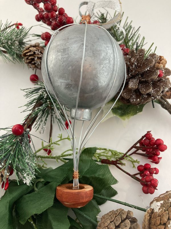 Silver Hot Air Balloon Christmas Ornament