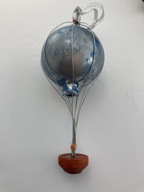 Blue and Silver Hot Air Balloon Christmas Ornament - Image 2